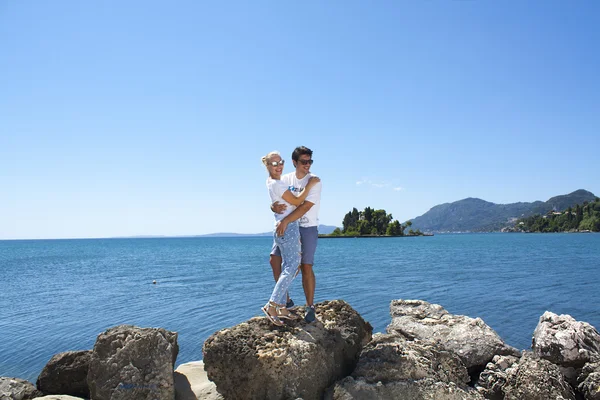 Corfu Island Romantik Çift. — Stok fotoğraf