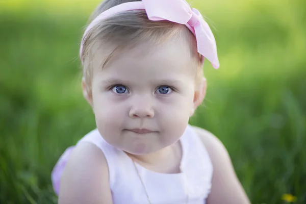 Closeup portrait of beautiful serious  little girl — Stock Photo, Image