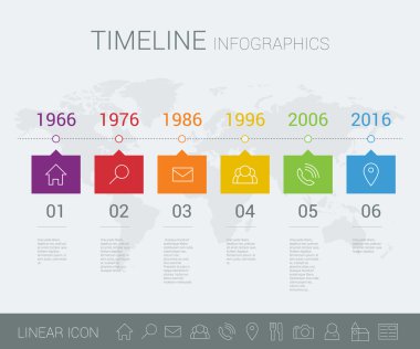 Vektör zaman çizelgesi bilgi grafiği ile Dünya Haritası