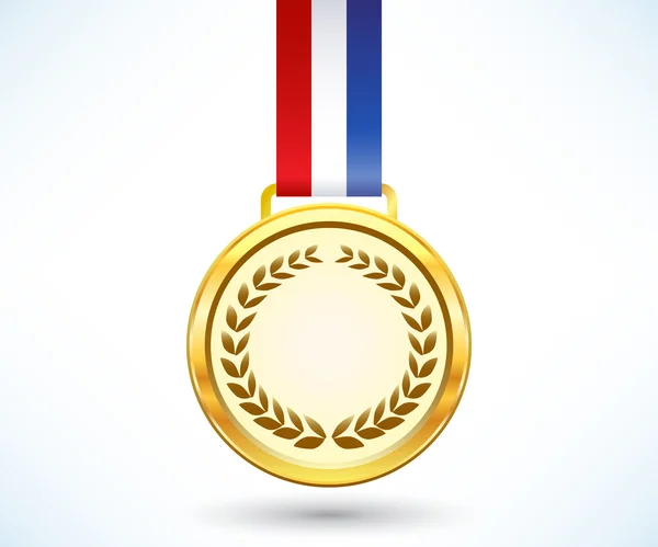 Золота медаль з триколорною стрічкою — стоковий вектор