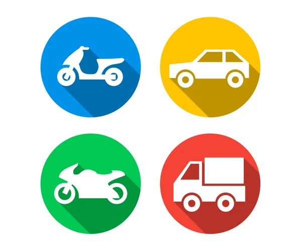 Conjunto de iconos planos de vehículos de transporte — Vector de stock