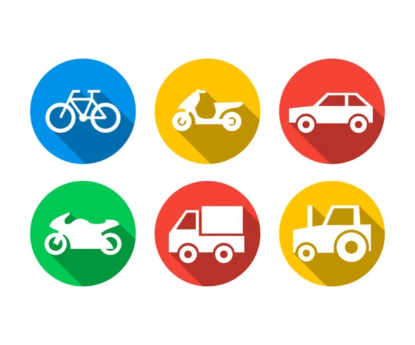 Płaskie ikony zestaw środków transportu — Wektor stockowy