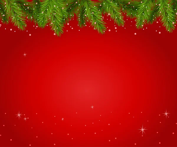 Weihnachten roter Hintergrund mit Zweigen — Stockvektor