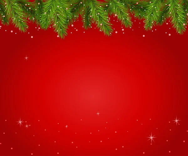 Christmas red background with branches Stock Vector