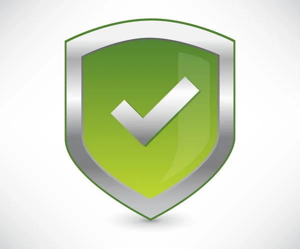 Green accept shield — Stock Vector