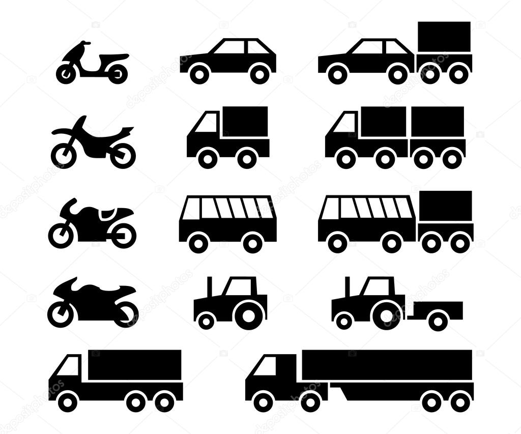 Motor vehicles icon set