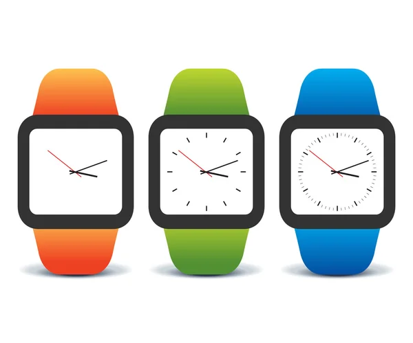 Colorful set of smart watches — Stock Vector