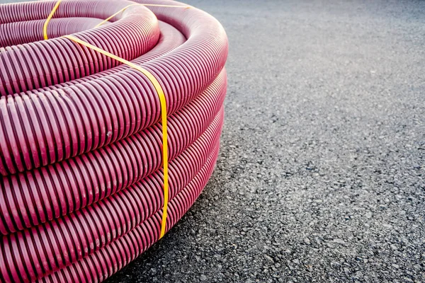 Tubos Plástico Para Instalar Cables Eléctricos Una Nueva Construcción — Foto de Stock