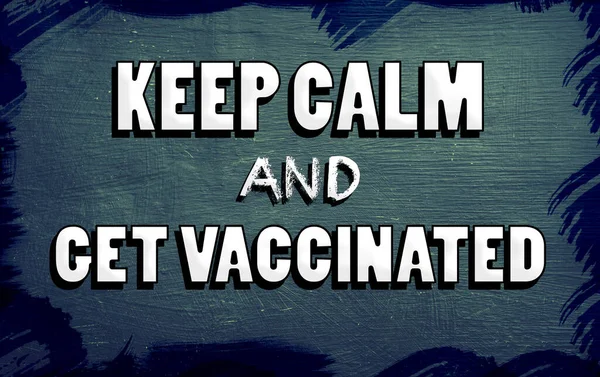 予防接種を受けてリラックスするための強力なメッセージのテキストを背景に — ストック写真