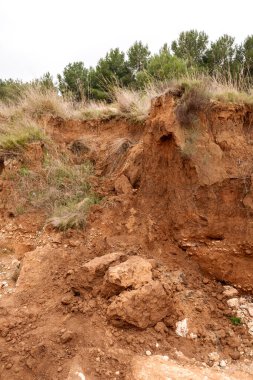 Yağmurun yol açtığı bir yamaçta heyelan.
