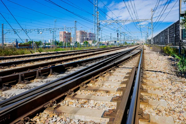 Valencia Espagne Avril 2021 Chemin Fer Électrifié Voies Multiples Près — Photo