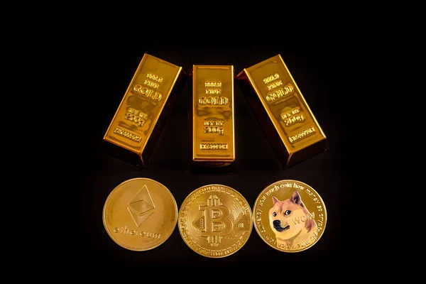 Bitcoin Dogecoin Ethereum Sont Les Crypto Monnaies Les Échangées Sur — Photo
