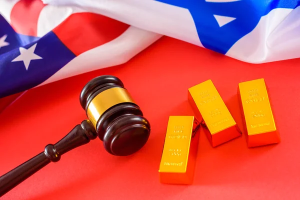 Spory Sądowe Między Krajami Usa Izraela Bogactwa Złota Ich Krajów — Zdjęcie stockowe