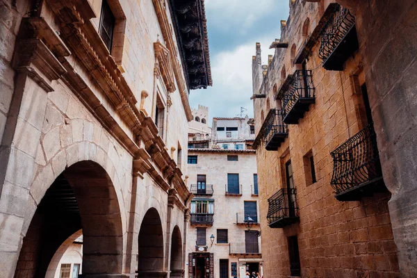 Valderrobres Espanha Julho 2021 Plaza Espanha Cidade Rural Uma Das — Fotografia de Stock