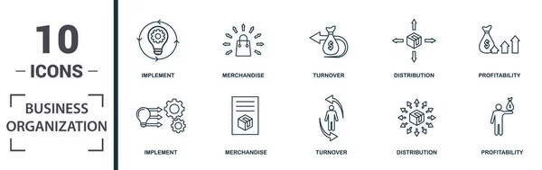 Unternehmensorganisation Icon Set Sammlung Einfacher Elemente Wie Supervisor Verhandlung Implementierung — Stockvektor