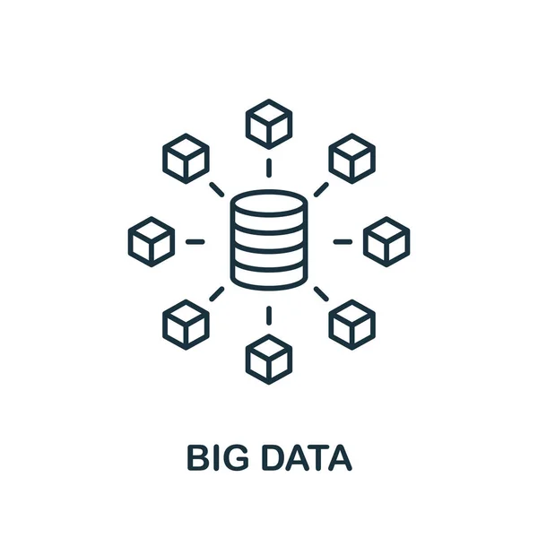 Icono de línea de Big Data. Elemento simple de la colección de interrupciones digitales. Esquema de Big Data icono elemento — Vector de stock