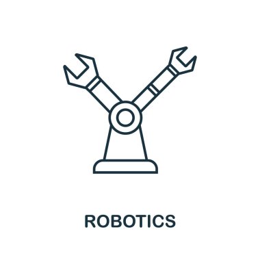 Robot çizgisi simgesi. Dijital bozulma koleksiyonundan basit bir element. Robotik simge ögesini özetle