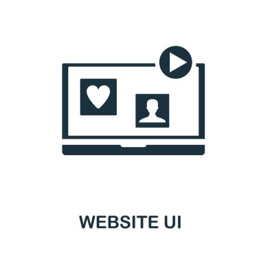 Web sitesi Ui simgesi. Web sitesi geliştirme koleksiyonundan basit bir öge. Şablonlar, bilgi grafikleri ve daha fazlası için doldurulmuş Web Sitesi Ui simgesi