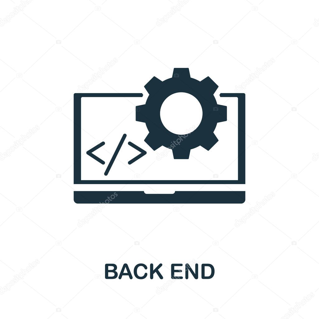 Back End icon. Creative element sign from website development collection. Monochrome Back End icon for templates, infographics and more.