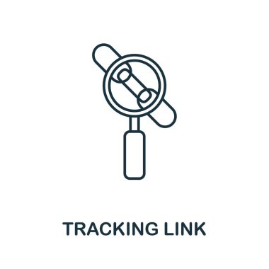 Link simgesi takip ediliyor. Üye pazarlama koleksiyonundan basit bir satır ögesi. Şablonlar, bilgi grafikleri ve daha fazlası için İnce İzleme Bağlantısı simgesi.