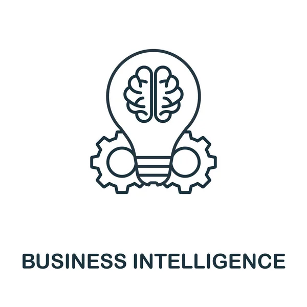 Icône Business Intelligence Élément Ligne Simple Collecte Renseignements Commerciaux Icône — Image vectorielle