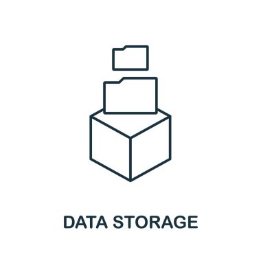 Veri Depolama simgesi. Veri organizasyonu koleksiyonundan basit bir satır ögesi. Şablonlar, bilgi grafikleri ve daha fazlası için doldurulmuş Veri Depolama simgesi.