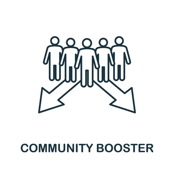 Icono Community Booster Elemento Línea Simple Colección Gestión Comunitaria Icono — Vector de stock