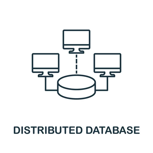 Icono Base Datos Distribuida Elemento Línea Simple Colección Organización Datos — Vector de stock