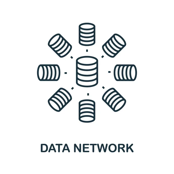 Pictograma Data Network Element Linie Simplu Din Colectarea Organizației Date — Vector de stoc