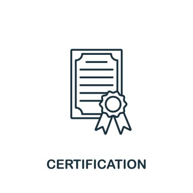 Sertifika ikonu. Gdpr koleksiyonundan basit satır ögesi. Şablonlar, bilgi grafikleri ve daha fazlası için doldurulmuş sertifika simgesi.