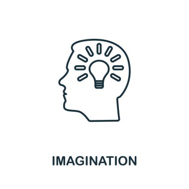 Hayal gücü ikonu. Yaşam becerileri koleksiyonundan satır biçimi ögesi. Şablonlar, bilgi grafikleri ve daha fazlası için ince hayal gücü simgesi