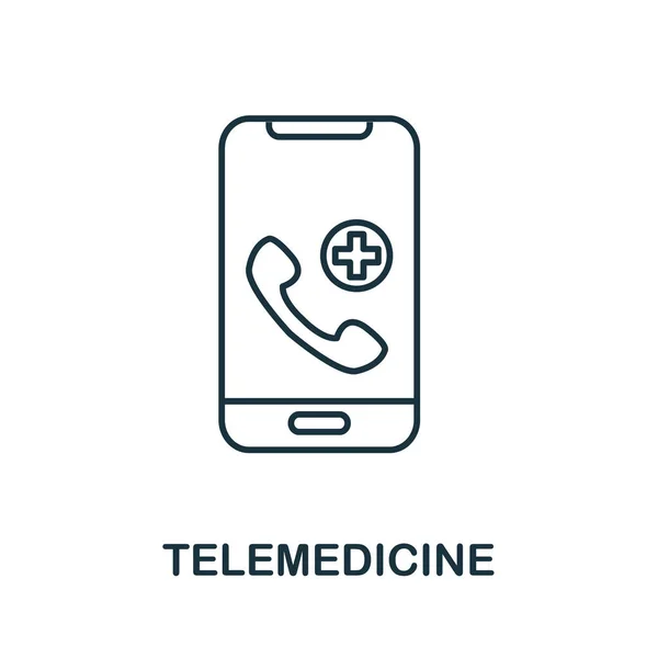 Ícone Telemedicina Elemento Linha Simples Coleção Cuidados Saúde Digital Ícone —  Vetores de Stock