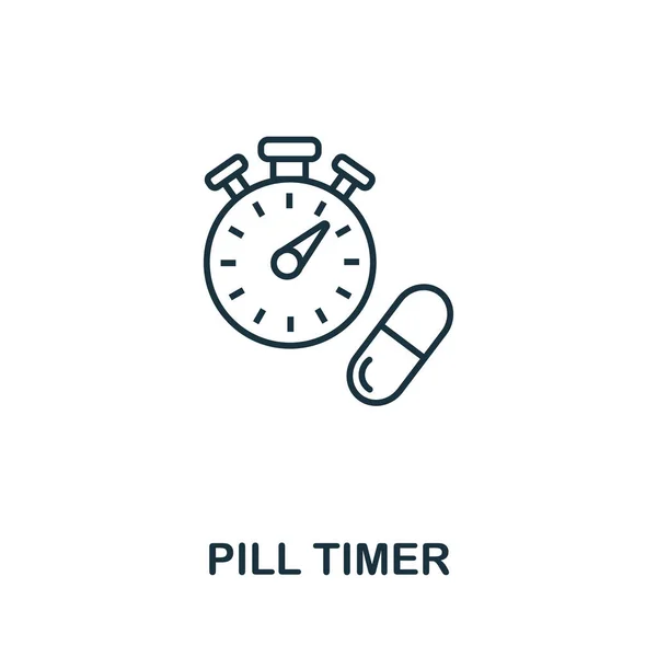 Pill Timer Icon Simple Line Element Digital Healthcare Collection Filled — Stock Vector