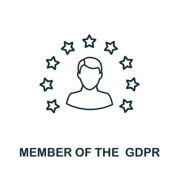 Член піктограми Gdpr. Елемент стилю рядка з колекції gdpr. Тонкий член піктограми Gdpr для шаблонів, інфографіки тощо — стоковий вектор