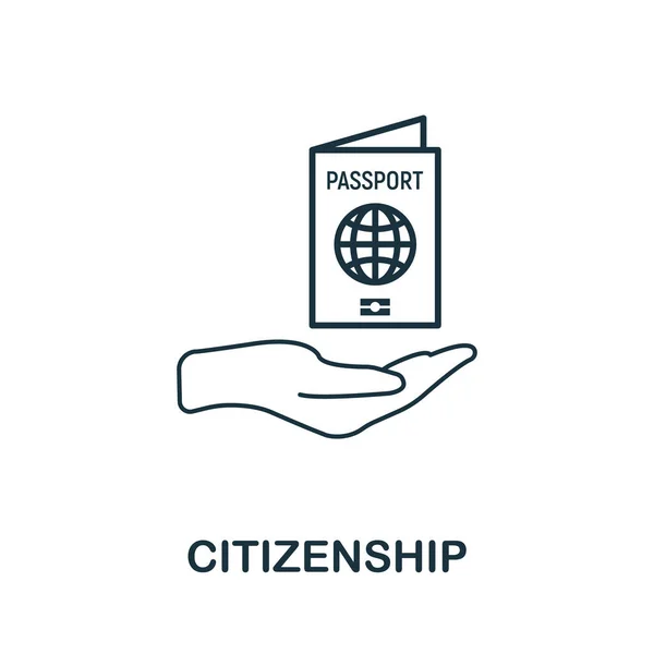 Піктограма громадянства. Елемент стилю лінії з колекції життєвих навичок. Тонка піктограма громадянства для шаблонів, інфографіки тощо — стоковий вектор