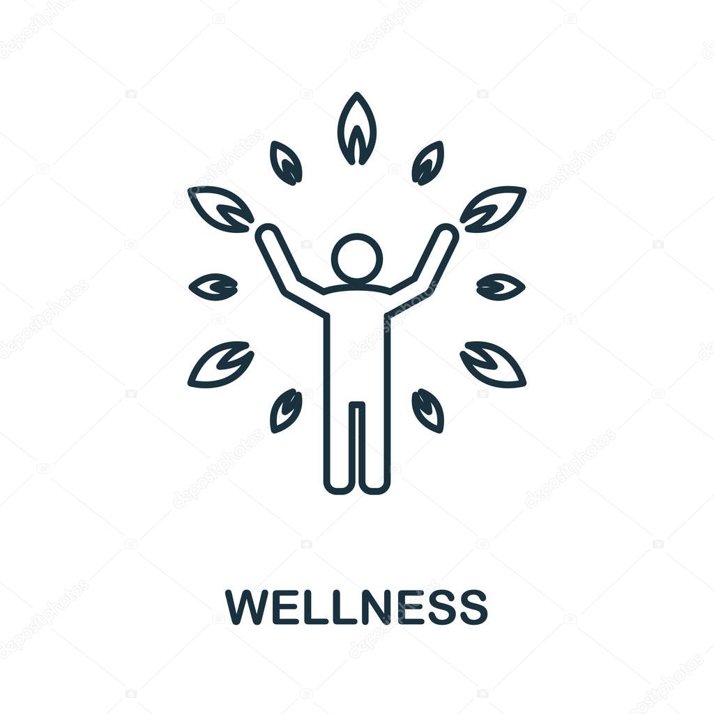 Wellness icon. Line style element from life skills collection. Thin Wellness icon for templates, infographics and more