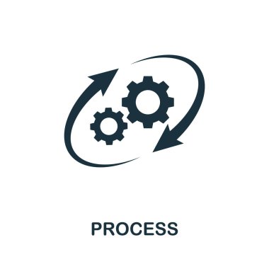 İşlem simgesi. İş idaresi koleksiyonundan yaratıcı bir unsur. Web tasarımı, uygulamalar ve yazılım için Basit Süreç simgesi.