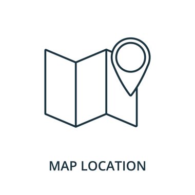 Harita Konumu simgesi. Navigasyon koleksiyonundan basit bir satır ögesi. Şablonlar, bilgi grafikleri ve daha fazlası için doldurulmuş Harita Konumu simgesi.