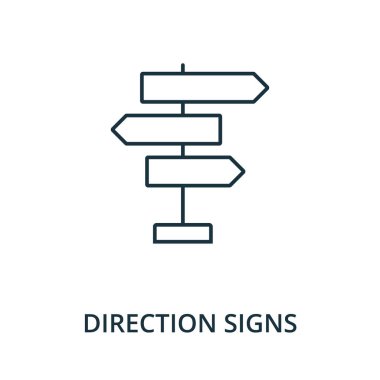 Yön İşaretleri simgesi. Navigasyon koleksiyonundan basit bir satır ögesi. Şablonlar, bilgi grafikleri ve daha fazlası için doldurulmuş İşaretler simgesi.