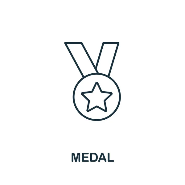 メダルアイコン 忠誠心プログラムコレクションからシンプルなライン要素 テンプレート インフォグラフィックなどのメダルアイコンを入力 — ストックベクタ