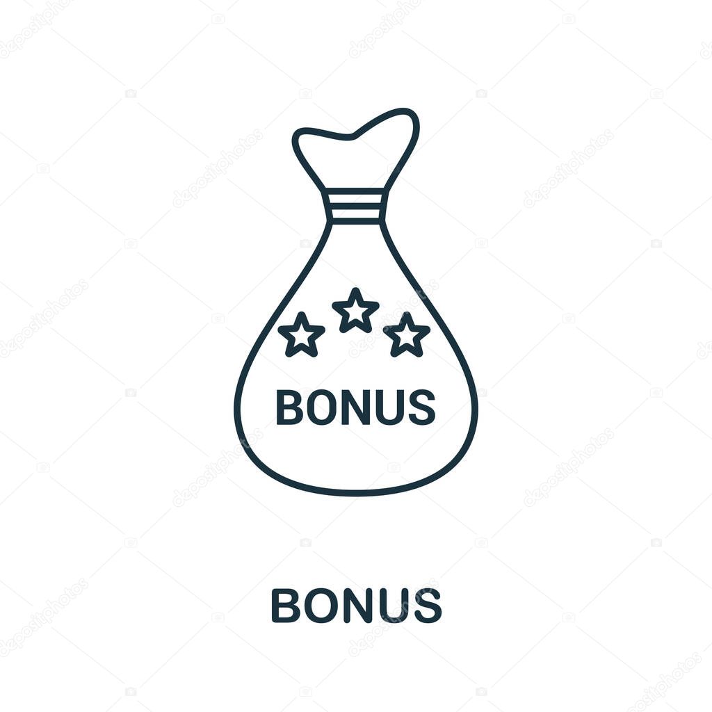 Bonus icon. Simple line element from loyalty program collection. Filled Bonus icon for templates, infographics and more.