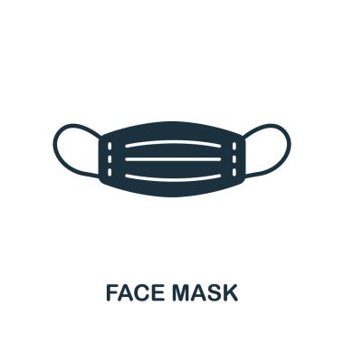 Yüz Maskesi simgesi. Tıp hizmetleri koleksiyonundan basit bir unsur. Şablonlar, bilgi grafikleri ve pankartlar için doldurulmuş tek renkli yüz maskesi simgesi