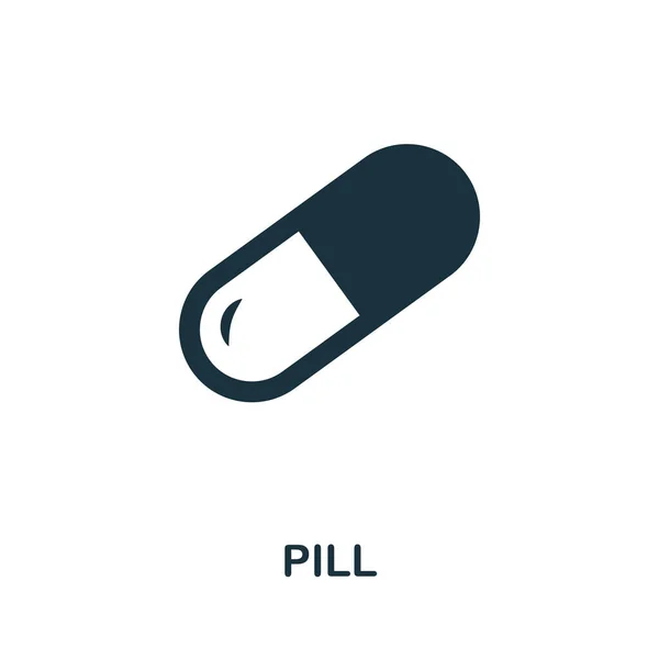 Pill ikonen. Enkelt element från insamling av medicinska tjänster. Fyllda monokrom piller ikon för mallar, infographics och banners — Stock vektor