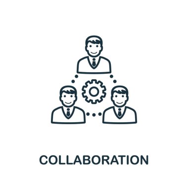 İşbirliği çizgisi simgesi. İş idaresi koleksiyonundan ince bir parça. Web tasarımı, uygulamalar ve yazılım için Basit İşbirliği simgesi