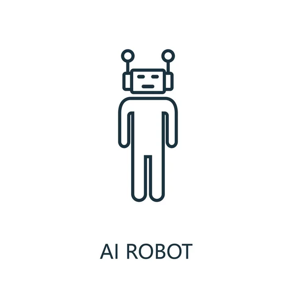 아이 로봇의 얇은 선 아이콘. 인공지능 아이콘 컬렉션의 크리에이티브 간단 한 디자인. 웹 디자인 및 모바일 앱 사용을 위한 아웃 라인 아이 로봇 아이콘 — 스톡 벡터