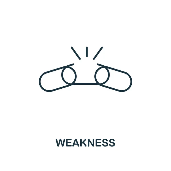 Weakness icon. Line style element from business strategy collection. Thin Weakness icon for web design, software and infographics — Stock Vector