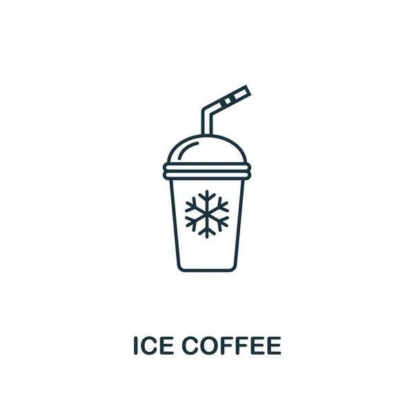 アイスコーヒーのアイコン。コーヒーショップのアイコンコレクションからの細い線のシンボルデザイン。UIとUX 。ウェブとモバイルのための創造的なシンプルなアイスコーヒーアイコン — ストックベクタ