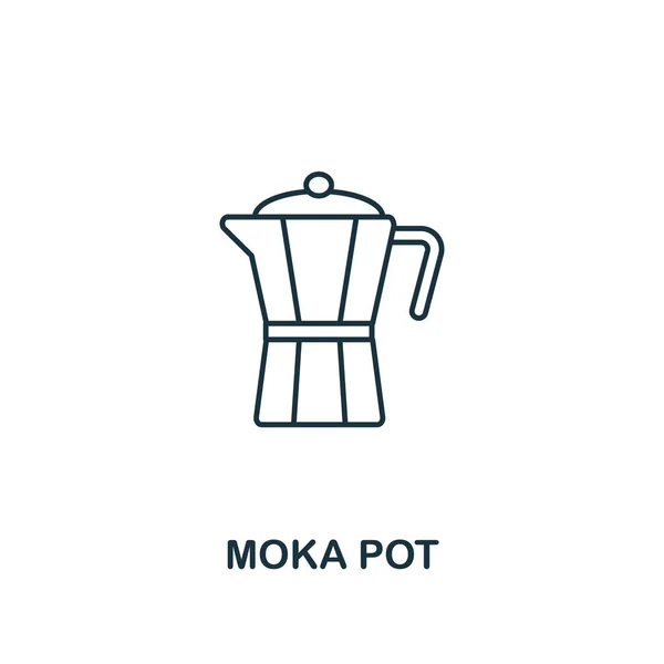 Піктограма Moka Pot. Дизайн символів тонкої лінії з колекції значків кав'ярні. UI та UX. Креативна проста піктограма горщика для веб та мобільних пристроївName — стоковий вектор