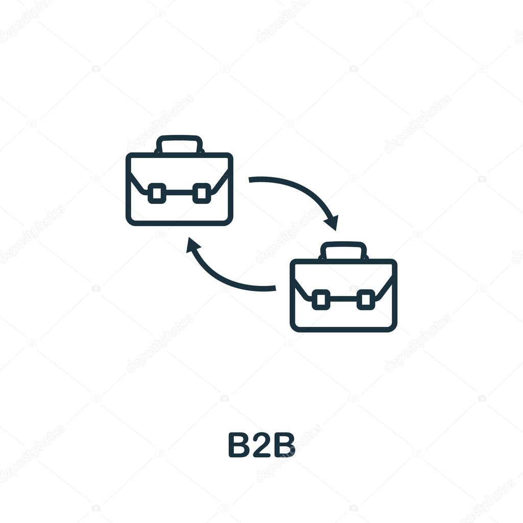 B2B icon outline style. Thin line creative B2B icon for logo, graphic design and more.