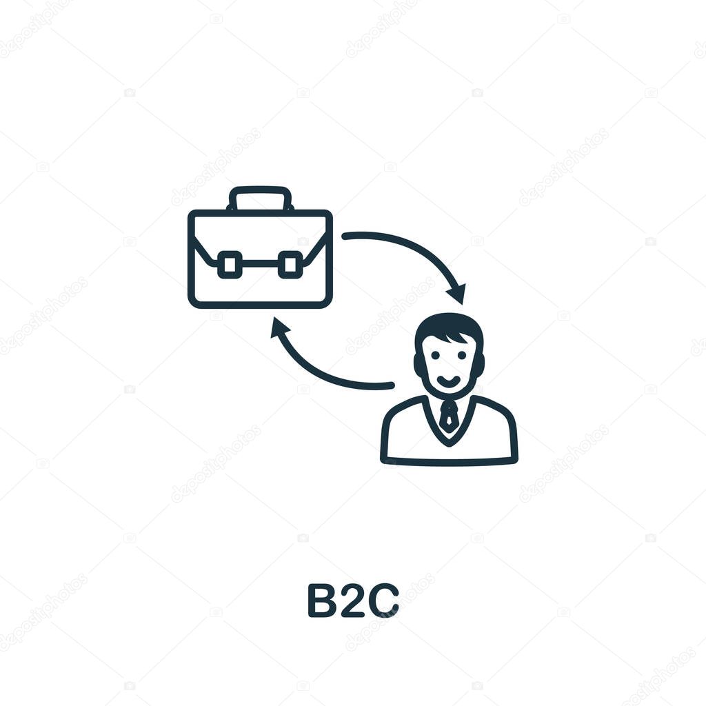 B2C icon outline style. Thin line creative B2C icon for logo, graphic design and more